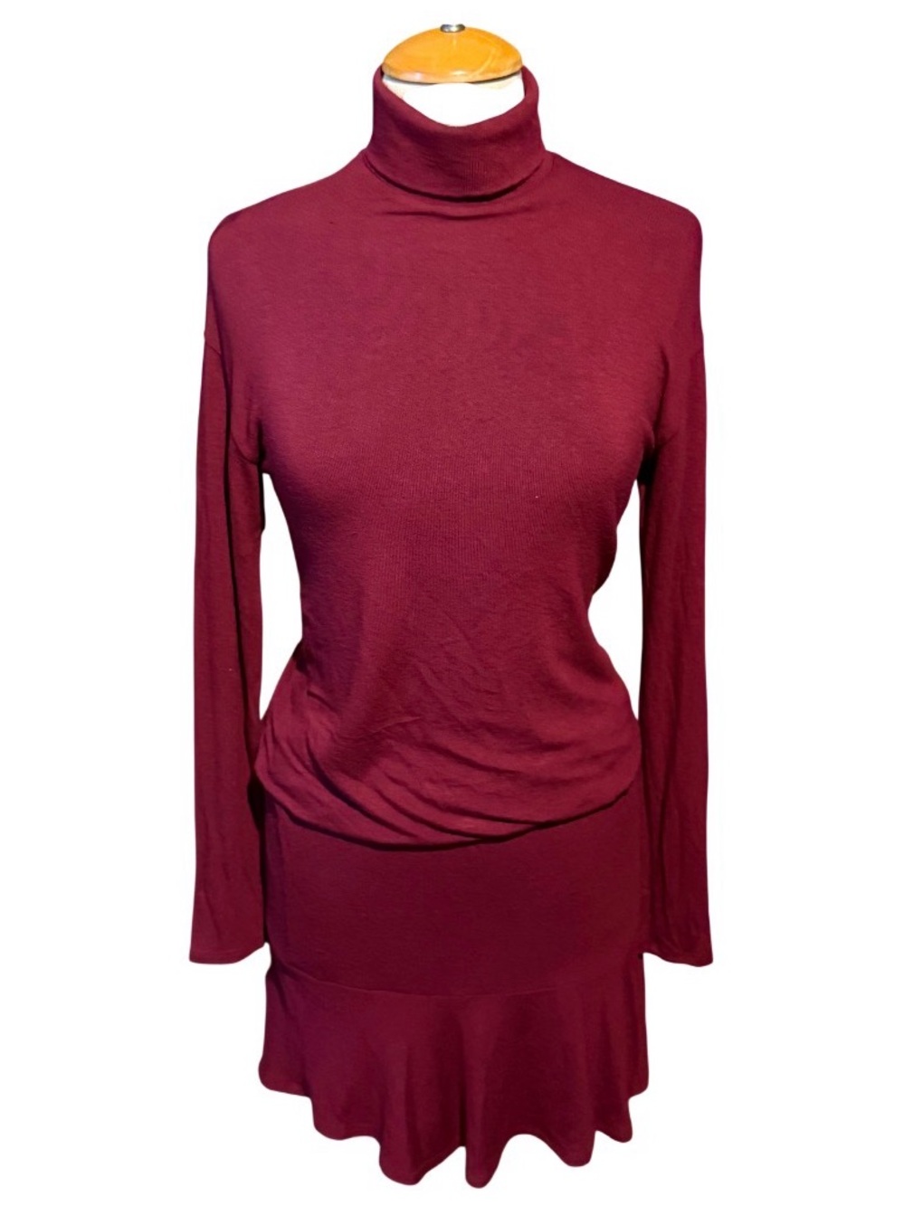 Bailey 44 Burgundy Long-Sleeve Turtleneck Midi Dress